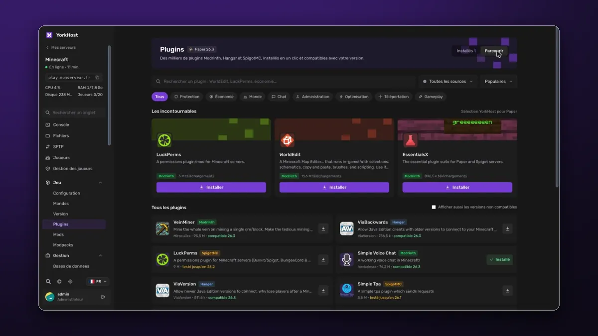Le nouveau panel YorkHost est disponible