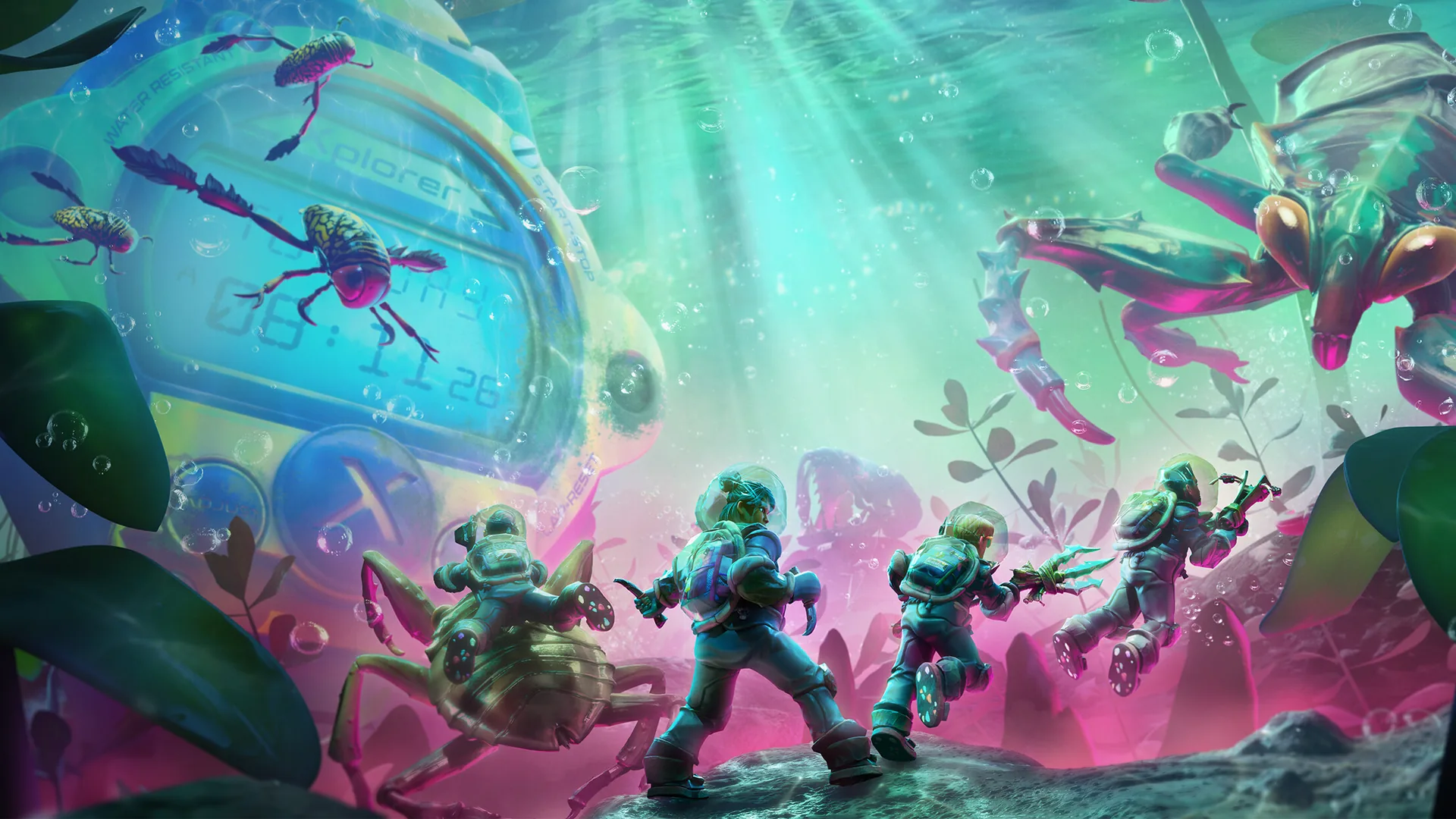 Four tiny teens explore a flooded backyard facing giant bugs, YorkHost Grounded 2 server hosting
